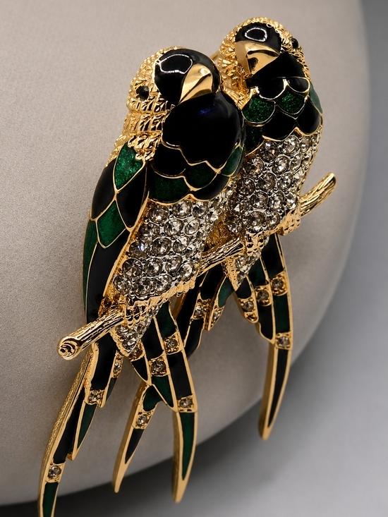 D'Orlan Jewelry - VINTAGE D'Orlan Swarovski Crystal Enamel Bird Brooch - Pristine!